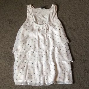 White and silver polka dot tank
